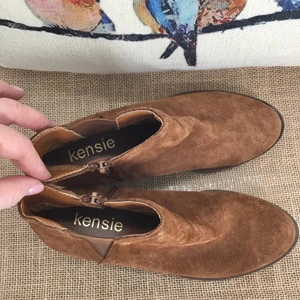 Kensie Women’s Garry Western Style Suede Leather Bootie Size 7 - Picture 7 of 11